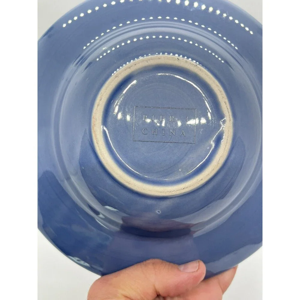 Pier 1 Blue Salad Soup Bowls Set of 3 Stoneware 9